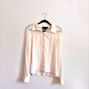 Jones Wear Women’s Essentials 100% Silk Champagne Button-Up